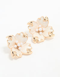 Rose Gold Edged Flower Stud Earrings - link has visual effect only