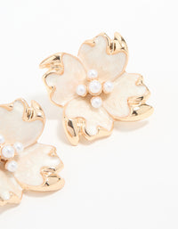 Rose Gold Edged Flower Stud Earrings - link has visual effect only