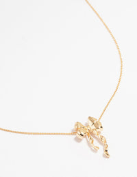 Gold Bow Twirl Pendant Necklace - link has visual effect only