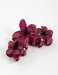Burgundy Frangipani Flowers Hair Claw Clip - link has visual effect only