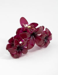 Burgundy Frangipani Flowers Hair Claw Clip - link has visual effect only