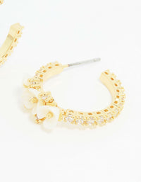 Gold Dainty Floral Hoop Earrings - link has visual effect only