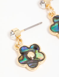 Gold Blue & Green Bubble Flower Drop Earrings - link has visual effect only