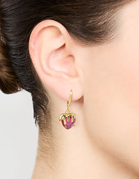 Gold Melting Pink Heart Drop Earrings - link has visual effect only
