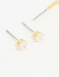 Gold Plated Cubic Zirconia Mermaid Earrings 3-Pack - link has visual effect only