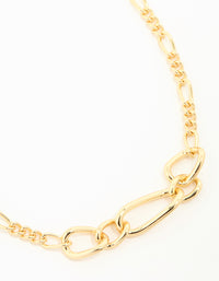 Gold Mixed Link Chunky Necklace - link has visual effect only
