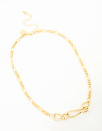 Gold Mixed Link Chunky Necklace - link has visual effect only