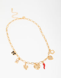 Gold Chilli & Cactus Charm Pendant Necklace - link has visual effect only