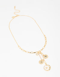 Gold  Triple Coin Heart Necklace - link has visual effect only