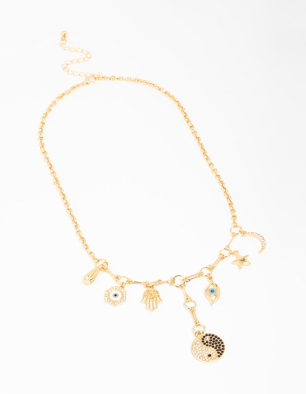 Gold  Yin Yang Charm Necklace