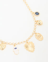 Gold Evil Eye & Heart Charm Necklace - link has visual effect only