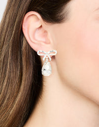 Silver Diamante Bow Drop Earrings - link has visual effect only