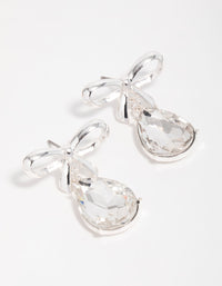 Silver Diamante Bow Drop Earrings - link has visual effect only