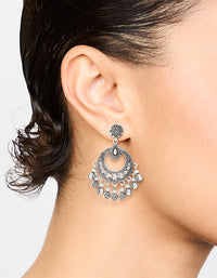 Antique Silver Patterned Drop Earrings - link has visual effect only