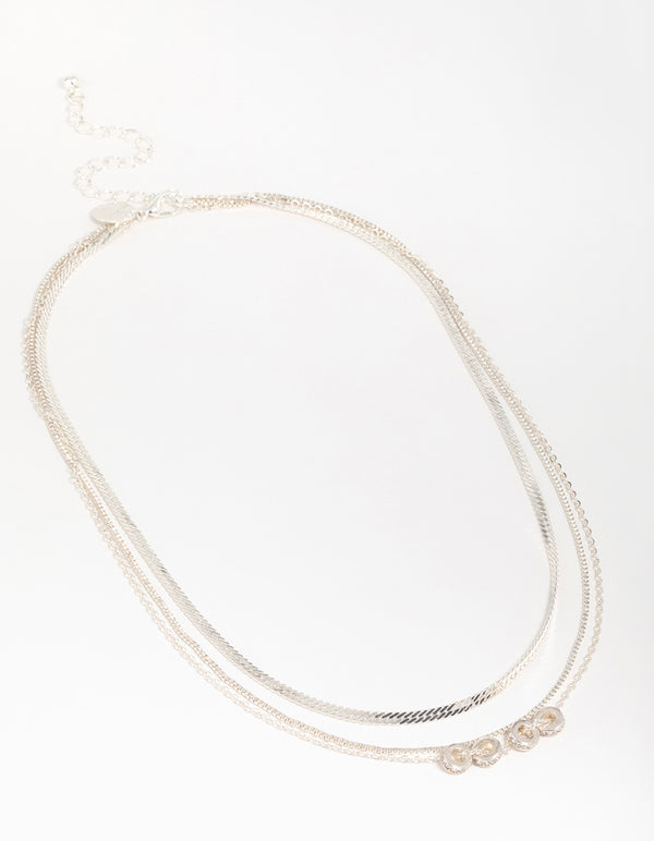Silver Rondell Chain Layered Necklace