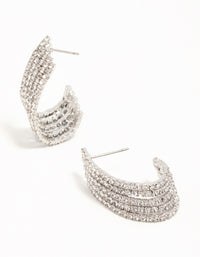 Silver Diamante Cascading Cupchain Hoop Earrings - link has visual effect only