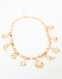 Gold Molten Celestial Charm Necklace - link has visual effect only