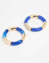 Gold Blue Acrylic Stretch Bangles 2-Pack - link has visual effect only