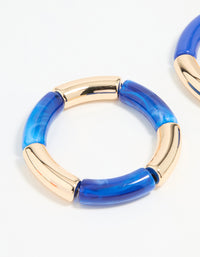 Gold Blue Acrylic Stretch Bangles 2-Pack - link has visual effect only