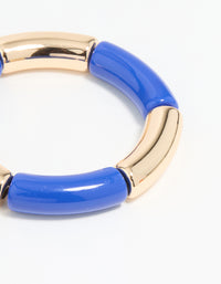 Gold Blue Acrylic Stretch Bangles 2-Pack - link has visual effect only