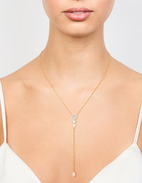 Waterproof Gold Plated Stainless Steel Cubic Zirconia Y-Necklace - link has visual effect only