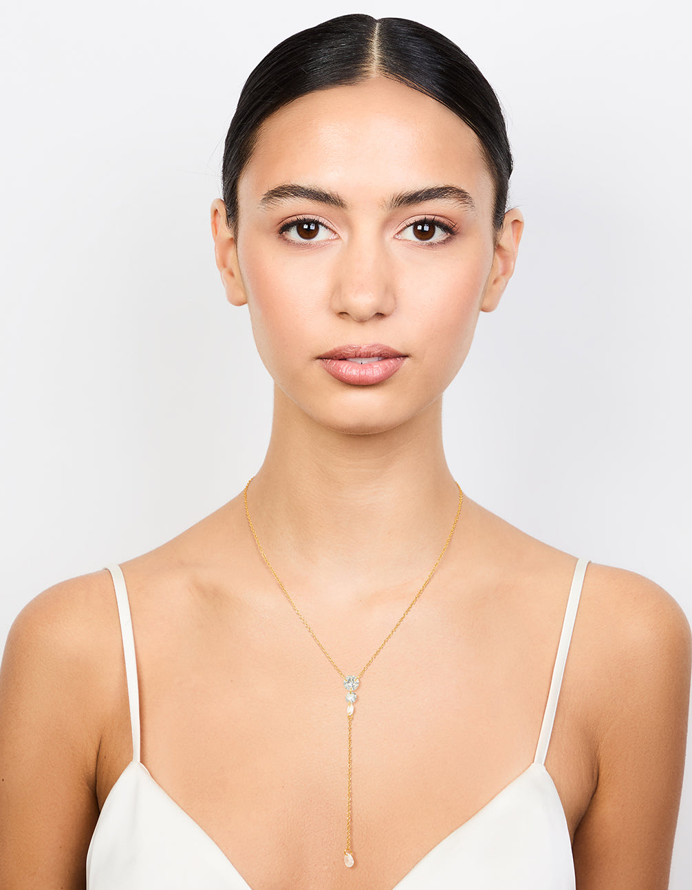 Waterproof Gold Plated Stainless Steel Cubic Zirconia Y-Necklace