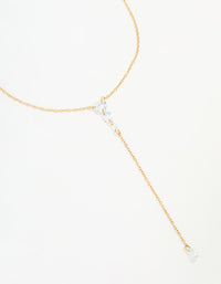 Waterproof Gold Plated Stainless Steel Cubic Zirconia Y-Necklace - link has visual effect only