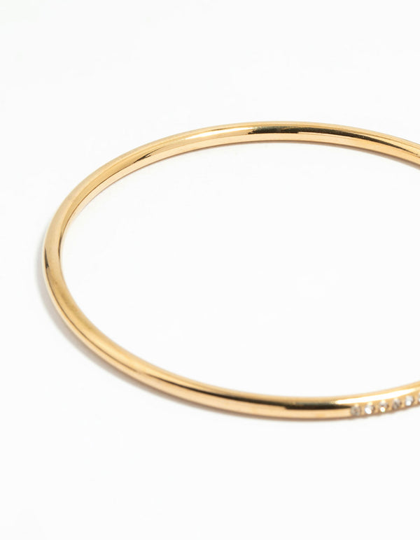 Waterproof Gold Plated Stainless Steel Diamante Bangle