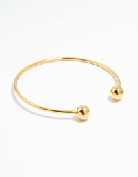 Waterproof Gold Plated Stainless Steel Ball Wrist Cuff - link has visual effect only