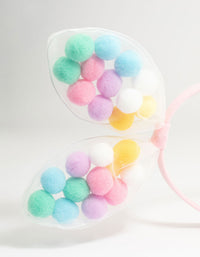 Kids Pastel Fabric Pompom Bunny Ears Headband - link has visual effect only