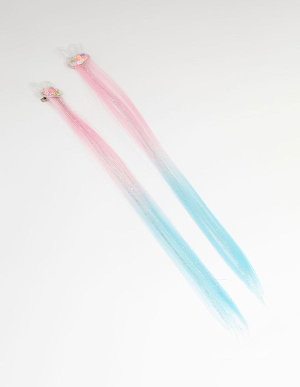 Kids Pink & Blue Hair Bunny Shaker Hair Clips