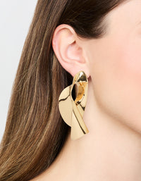 Gold Futuristic Twist Drop Earrings - link has visual effect only