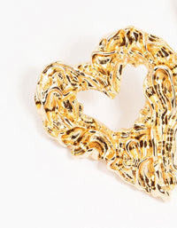 Gold Molten Open Heart Stud Earrings - link has visual effect only