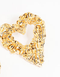 Gold Molten Open Heart Stud Earrings - link has visual effect only