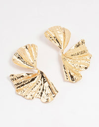 Gold Organic Twist Fan Stud Earrings - link has visual effect only