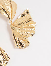 Gold Organic Twist Fan Stud Earrings - link has visual effect only