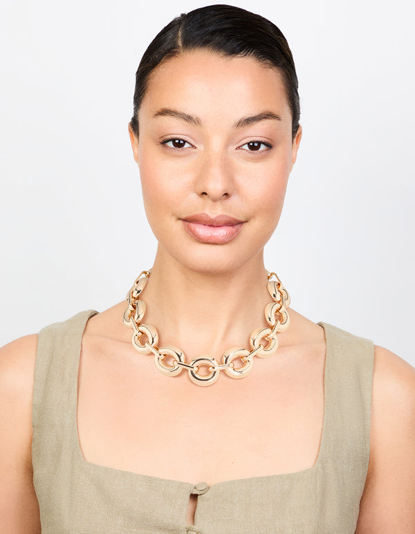 Gold Bold Round Chunky Chain Necklace