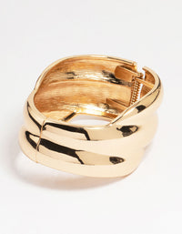 Gold Asymmetrical Ribbed Wrist Cuff - link has visual effect only