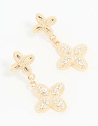 Gold Diamante Double Flower Drop Earrings - link has visual effect only