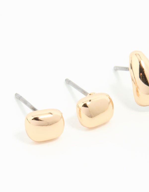 Gold Mini Stud & Hoop Earrings 3-Pack