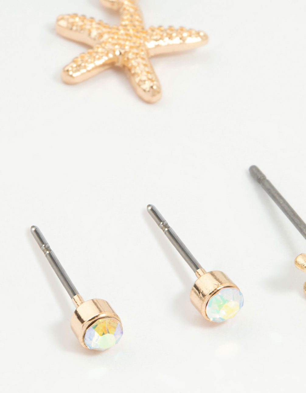 Gold Starfish & Shell Mixed Earrings 6-Pack