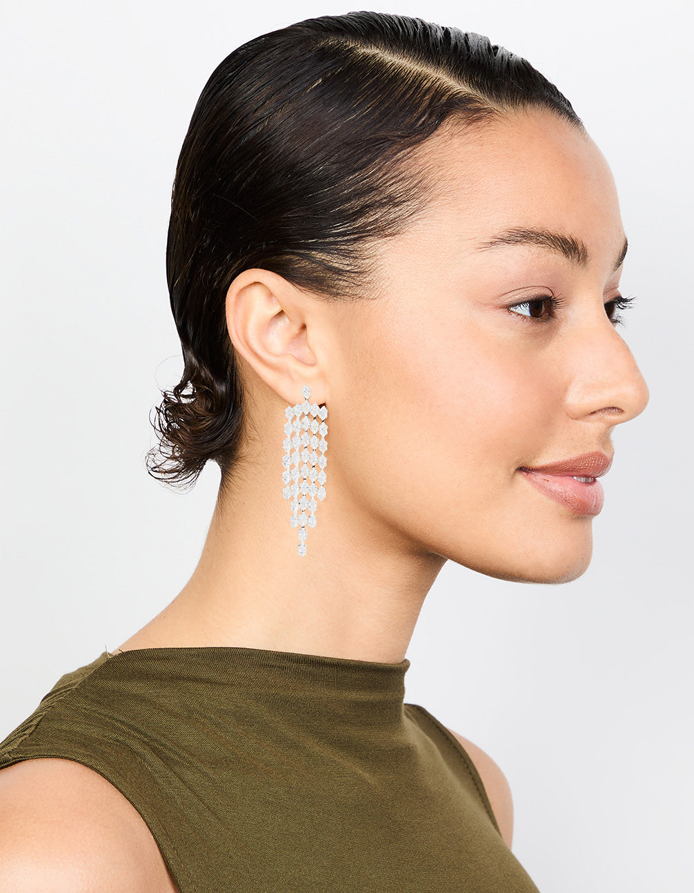 Silver Cubic Zirconia Cascading Drop Earrings