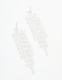 Silver Cubic Zirconia Cascading Drop Earrings - link has visual effect only