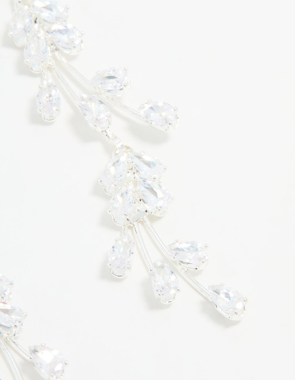 Silver Cubic Zirconia Fan-Shaped Drop Earrings