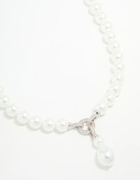 Silver Pearl Cubic Zirconia Short Necklace - link has visual effect only