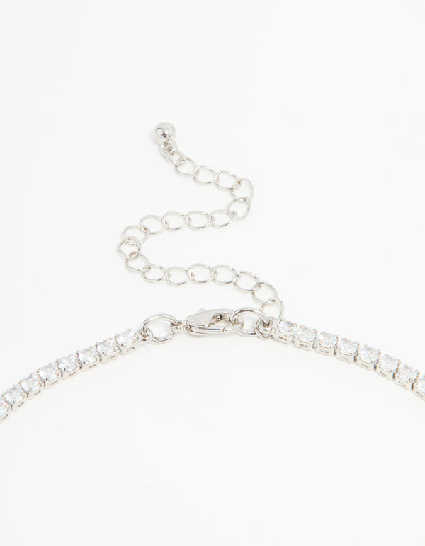 Silver Cubic Zirconia Split Y-Necklace