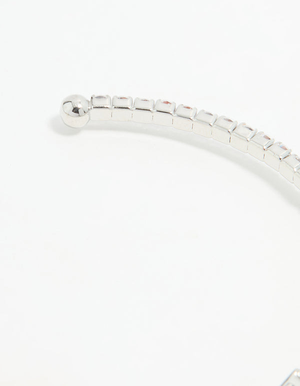 Silver Cubic Zirconia Bow Wrist Cuff