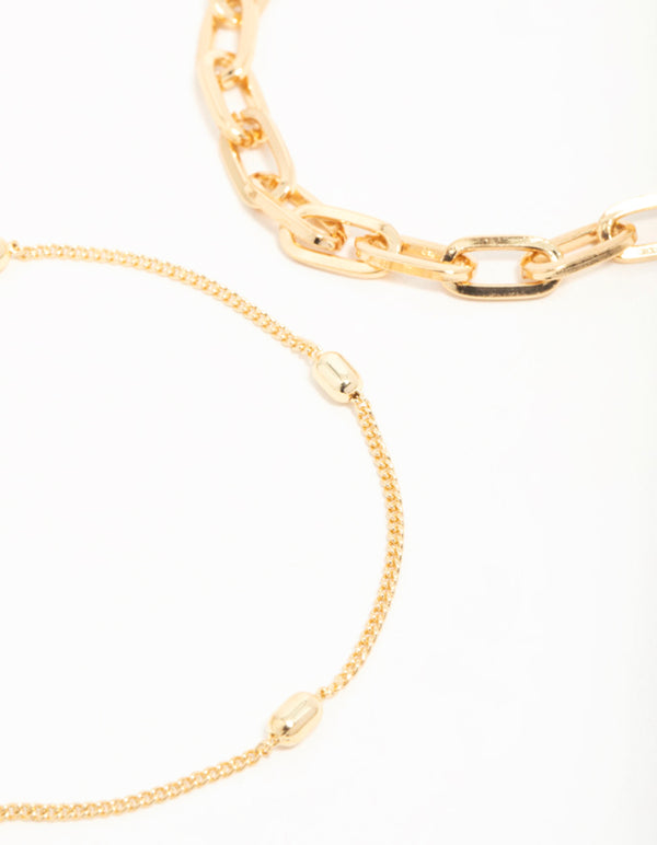 Gold Paperclip Bracelets 2-Pack