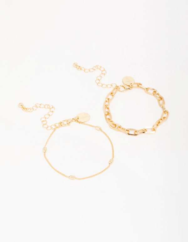 Gold Paperclip Bracelets 2-Pack