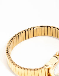 Gold Mini Oval Stretch Watch - link has visual effect only